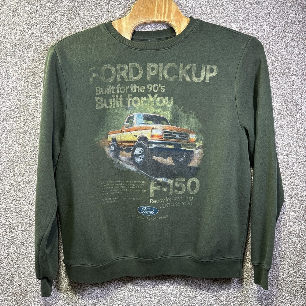 Ford Sweatshirt Mens XL Green F-150 Pickup Truck Graphic Crewneck Pullover
